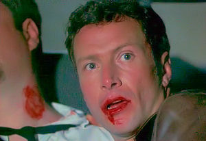 Jacob is caught feeding on a security guard.